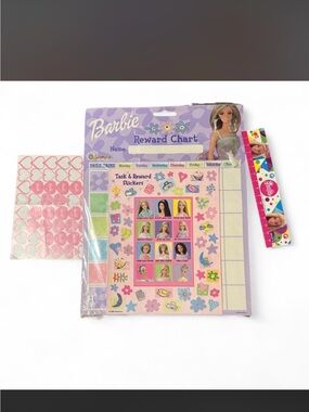 Barbie Pink Purple Reward Chart & Sticker Set with Heart Stickers